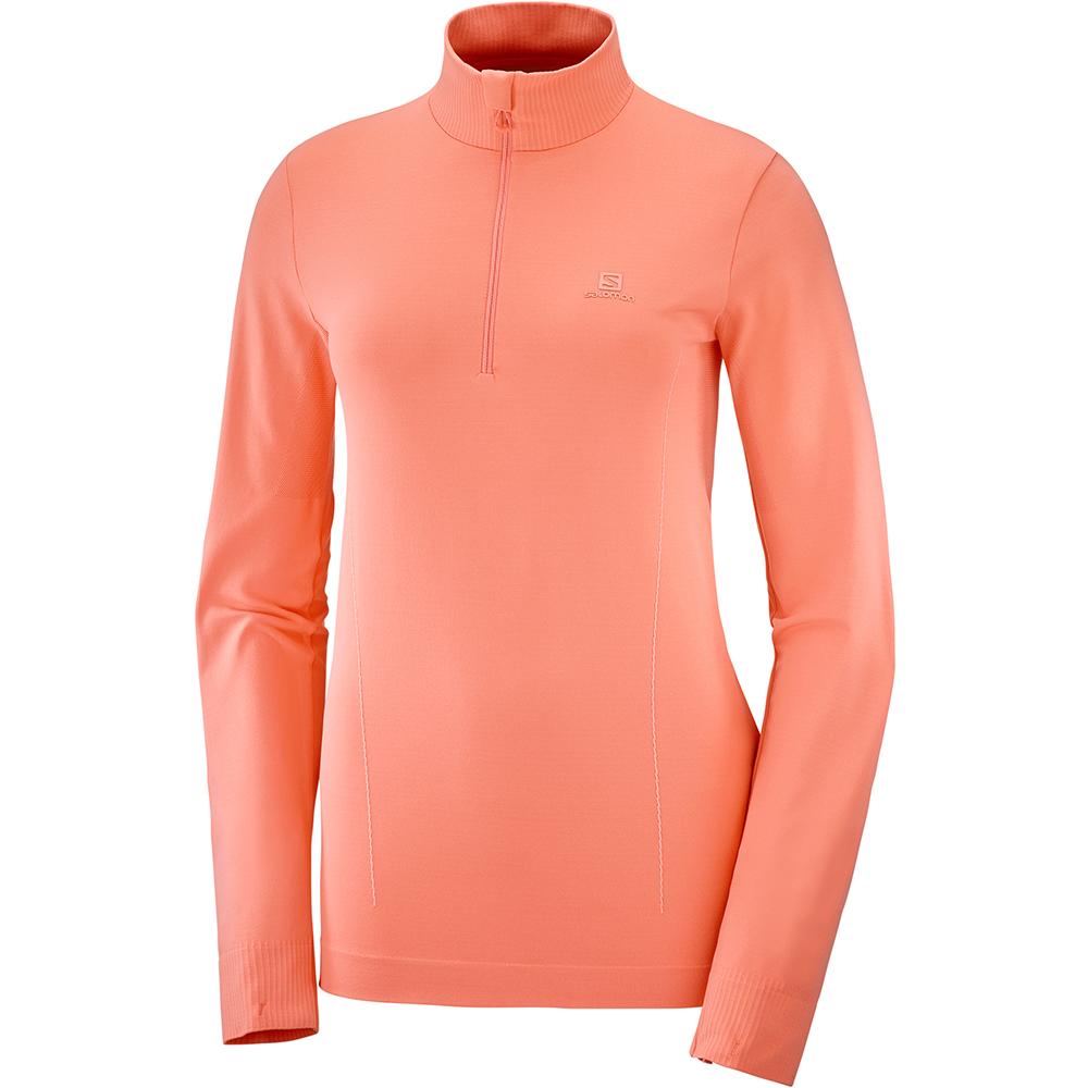 Capa Intermedia Salomon Mujer Coral - Salomon Argentina COMET SEAMLESS HALF ZIP W,056817-OKD